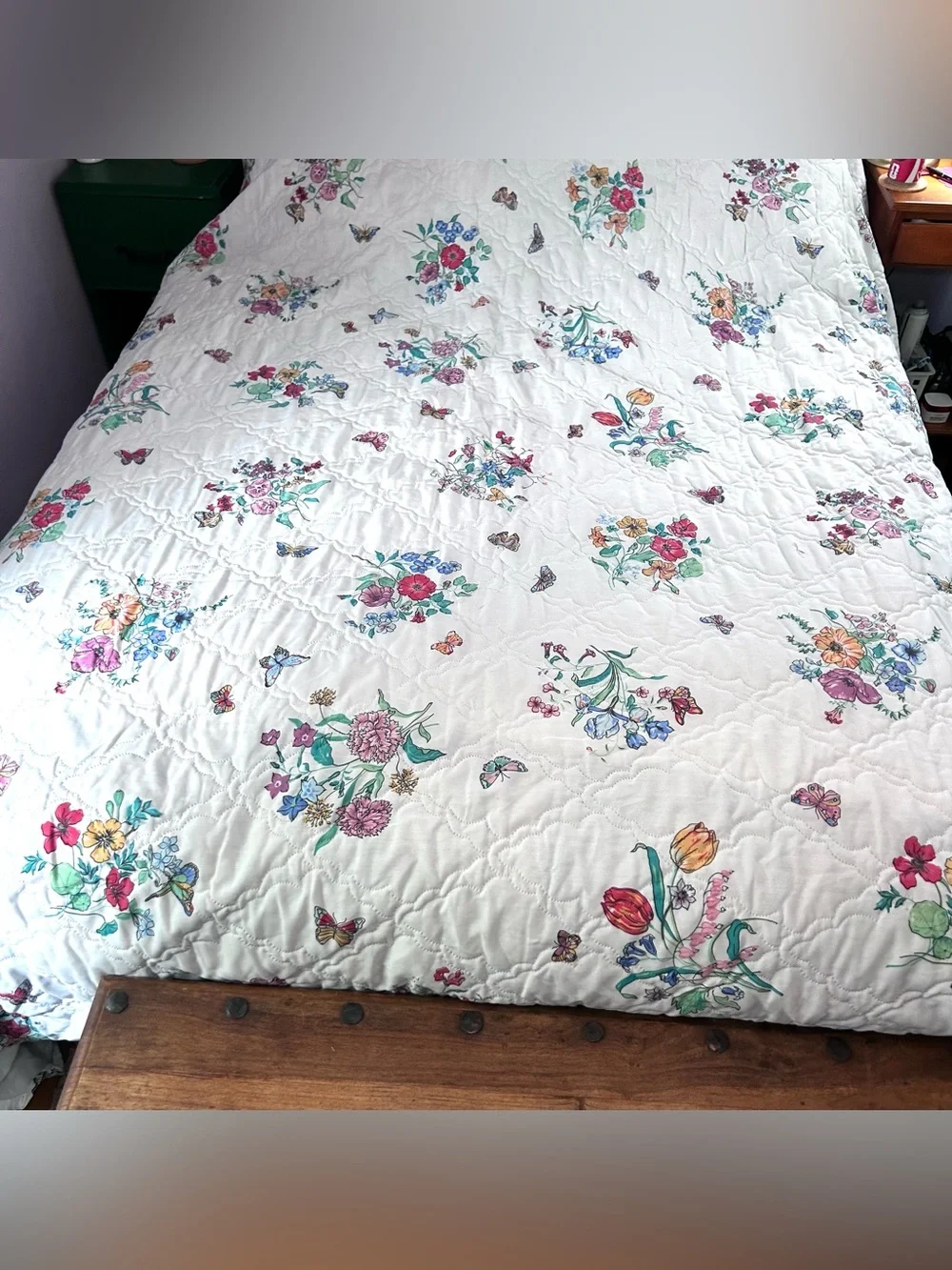 Cannon Royal Family ‘Botanic Garden’ Quilted Full Coverlet Bedspread Vintage